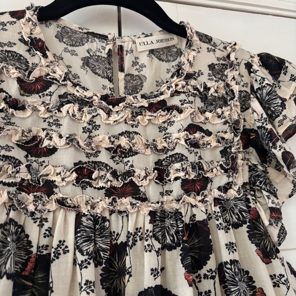 Ulla Johnson Erin Top Gardenia Floral Flutter Sleeve Size 4 Viscose Cotton Blend - Picture 4 of 16